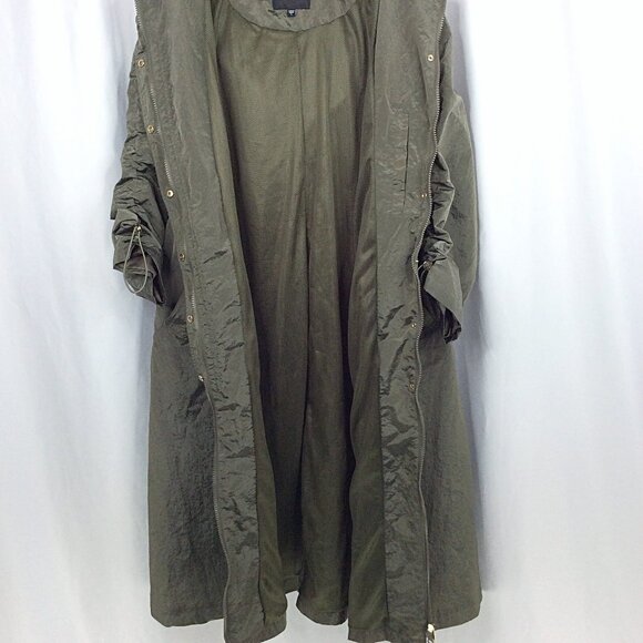 Guess Kelsi Hooded Midi-Length Parka Rain Jacket Size Small Army Green Long - Picture 11 of 14
